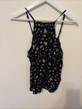 Billabong Black Floral Camisole with Pink Accents